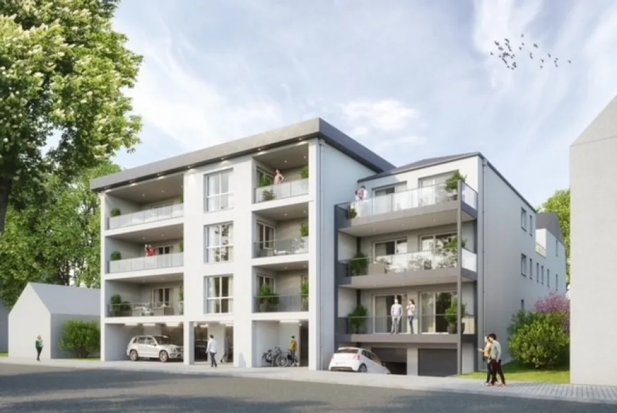 Ansicht Moselseite - Wohnung kaufen in Brauneberg - Exklusives Penthouse mit Dachterrasse und unverbaubarem Moselblick - Erstbezug