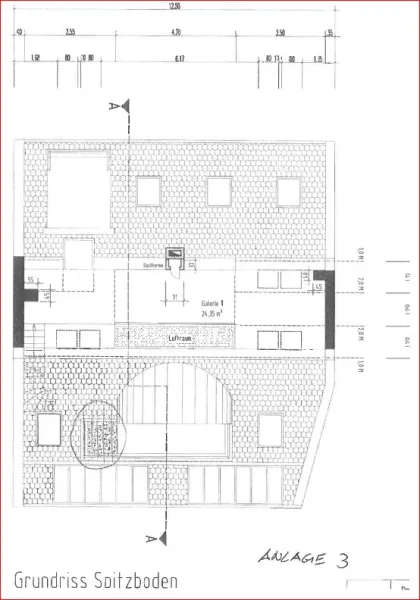 Grundriss mit Aufmaß Spitzboden