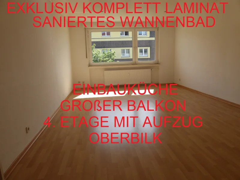 Titelbild - Wohnung mieten in Düsseldorf - EXKLUSIV SANIERT EINBAUKÜ. GROßES WOHNZI. SANIERTES WANNENBAD GROßER BALKON 4. OG/AUFZUG OBERBILK