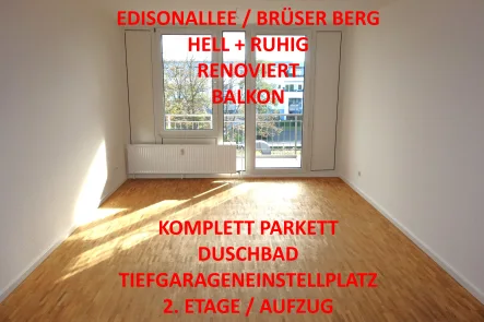 Titelbild - Wohnung mieten in Bonn - EDISONALLEE BRÜSER BERG HELL + RUHIG RENOVIERT BALKON DUSCHBAD PARKETT TG-STELLPL. 2. ETAGE/AUFZUG