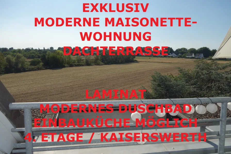 Titelbild - Wohnung mieten in Düsseldorf - EXKLUSIV MAISONETTE HELL MOD. DUSCHBAD EINBAUKÜ. MÖGL LAMINAT TERRASSE INS GRÜNE KAISERSWERTH 4. OG