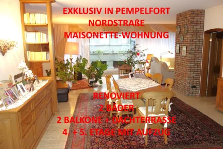 Titelbild - Wohnung mieten in Düsseldorf - PEMPELFORT EXKLUSIVE MAISONETTETERRASSENWHG.+ 2 BALKONE KAMIN 2 BÄDER+G-WC RENOVIERT 4.+5. OG/AUFZUG