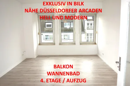 Titelbild - Wohnung mieten in Düsseldorf - EXKLUSIV BRUNNENSTRAßE NÄHE BILKER ARCADEN GROßER BALKON WANNENBAD MODERN UND HELL 4. ETAGE / AUFZUG