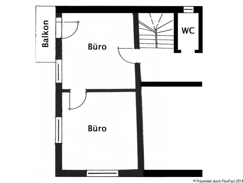 Aufteilung Büro - Büro/Praxis mieten in Eitorf - Kleines Büro mit Balkon und Stellplatz