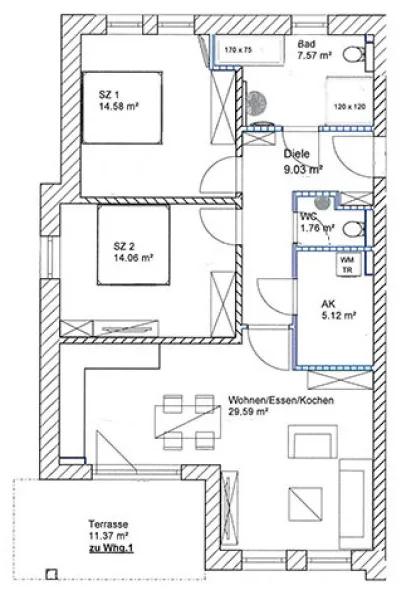 Erdgeschoss, 3 Zimmer, 86,4 m²