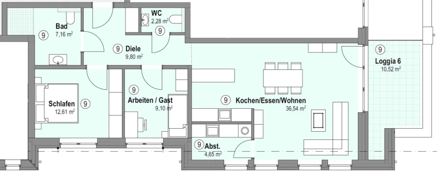 Grundriss Wohnung 9