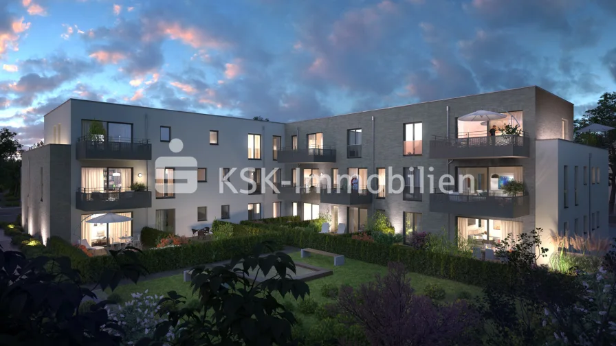 64630 Rückansicht - Wohnung kaufen in Köln - LETZTE CHANCE: Tolle 2-Zimmer-Wohnung mit privater Terrasse und Garten.