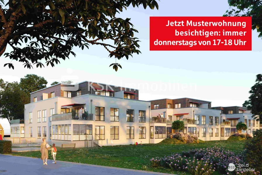 Besichtigung Musterwohnung - Wohnung kaufen in Pulheim - Neubauwohnung im Amselquartier mit traumhaften Wintergarten