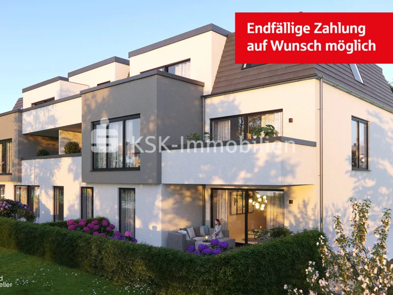 Gartenansicht - Wohnung kaufen in Bergisch Gladbach - Nachhaltig & modern: Ihr neues Zuhause in Schildgen!