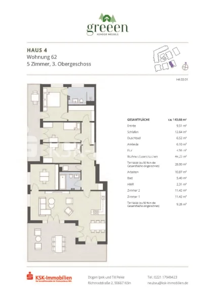 Grundriss Haus 4 Wohnung 62