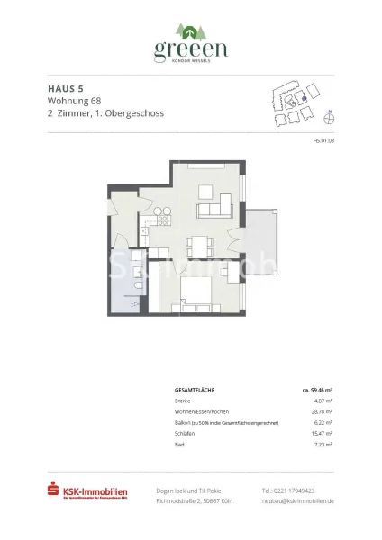 Grundriss Haus 5 Wohnung 68