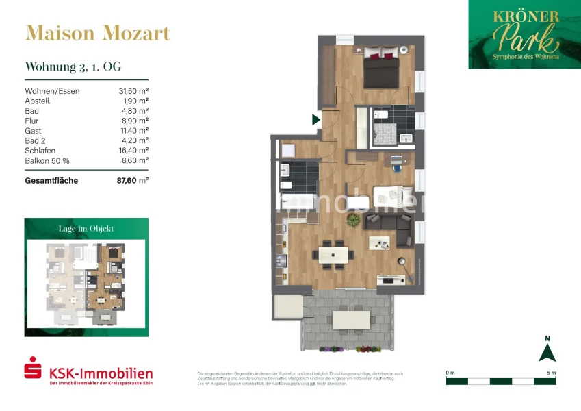 Grundriss Haus 1 Maison Mozart Wohnung 3