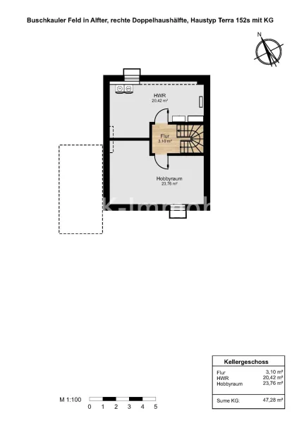 Grundriss DHH rechts Kellergeschoss