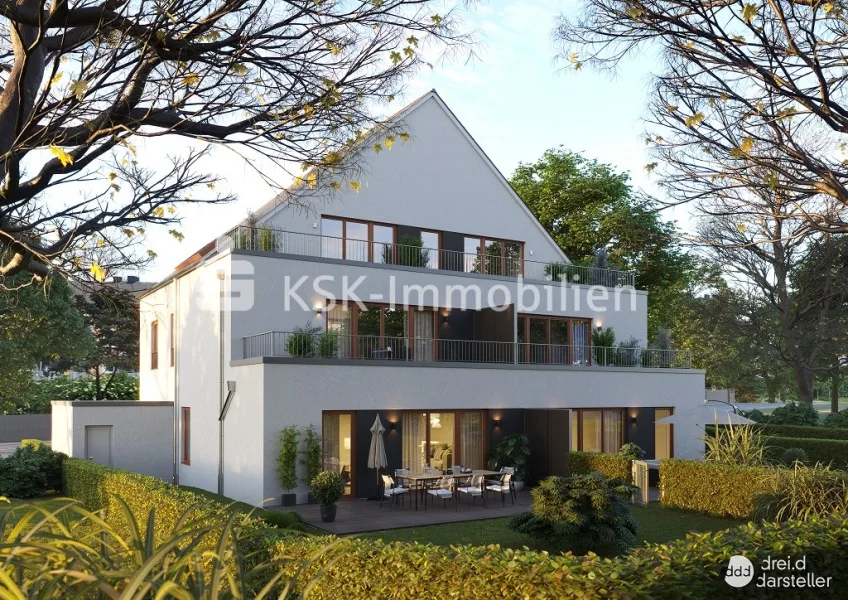Gartenansicht - Wohnung kaufen in Rösrath / Kleineichen - Herrliche Dachgeschosswohnung für hohe Ansprüche