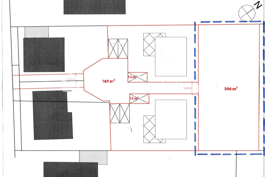 129474 Plan hinteres Grundstck - Grundstück kaufen in Niederkassel / Mondorf - Tolles Grundstück in Mondorf für freistehenden Bungalow!