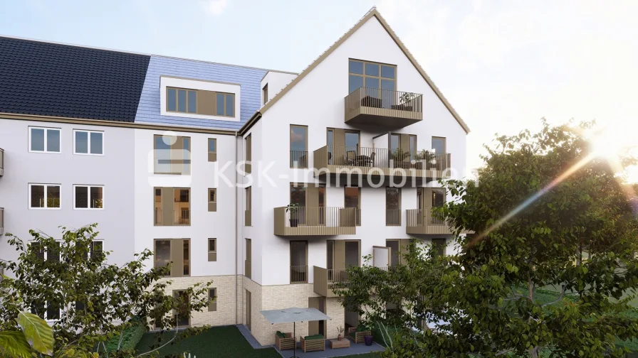 Rückansicht Haus 3 - Wohnung kaufen in Köln / Höhenberg - Stilvolle 3-Zimmer-Wohnung mit Balkon – Ihr neuer Wohntraum im Neubau!