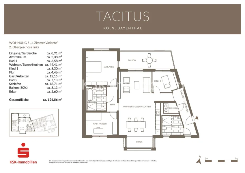 Grundriss Wohnung 5 Variante 4 Zimmer