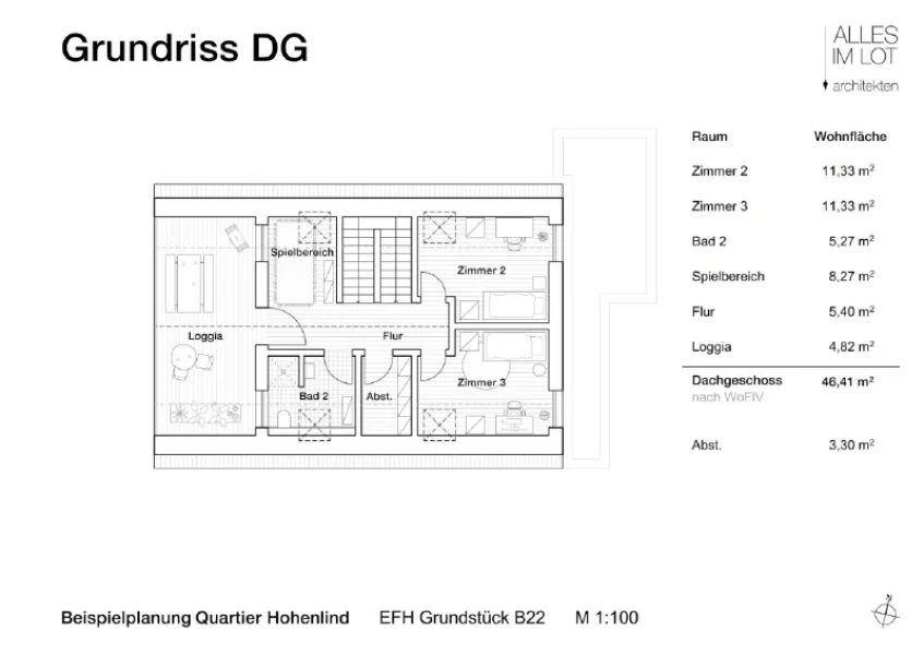 Beispielentwurf Grundriss Dachgeschoss