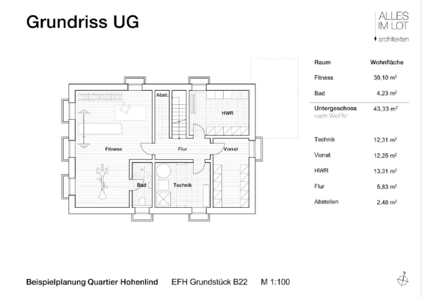 Beispielentwurf Grundriss Untergeschoss