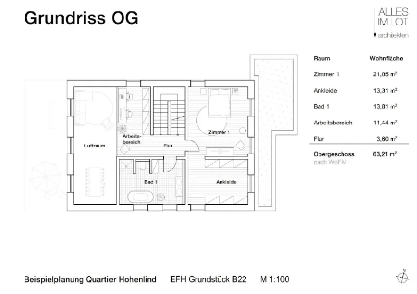 Beispielentwurf Grundriss Obergeschoss