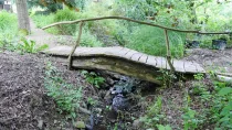 Bachlauf mit Holz-/Naturbrücke