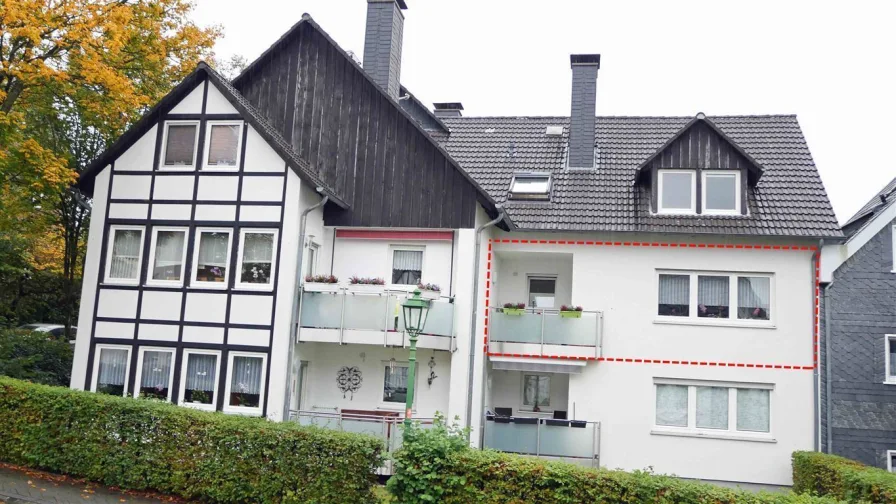 Eigentumswohnung mitten in Morsbach (Kirchstr.) - Wohnung kaufen in Morsbach , Sieg - ETW (62 m²) mit Loggia, Keller und Parkplatz im idyllischen Ortskern von Morsbach