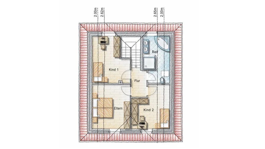 DG: 3 Schlafzimmer und Familienbad