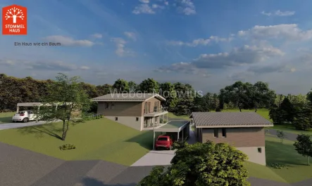 3158 Visualisierung - Haus kaufen in Langgöns-Cleeberg - *NATURLAGE* Hier kann Ihr energieeffizientes STOMMEL HAUS mit Balkon, Terrasse und Carport entstehen