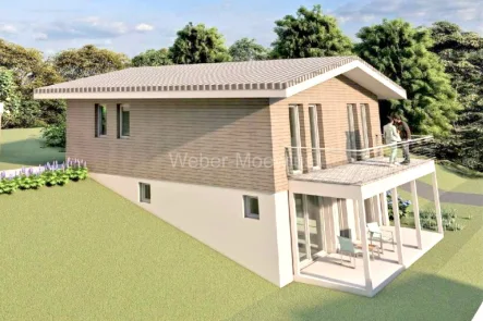 3158 Visualisierung 3 - Haus kaufen in Langgöns / Cleeberg - GEPLANTER NEUBAU: energieeffizientes KfW40-StommelHaus mit Balkon, Terrasse, Carport auf 610 m² GRU