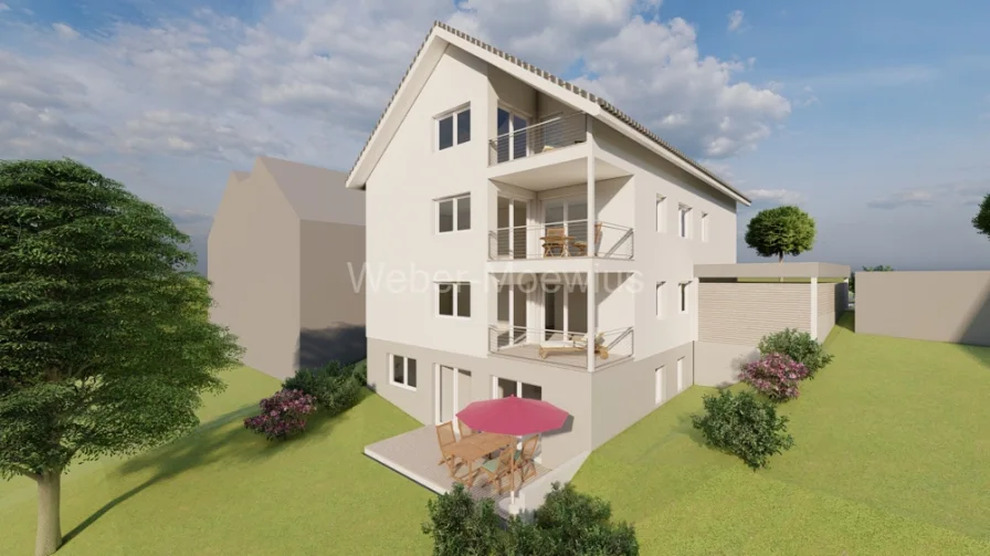 3208-3211 Visualisierung Rückansicht - Wohnung kaufen in Neunkirchen-Seelscheid - TOP LAGE - Weitsicht, Balkon und Stellplatz in Zentrumsnähe