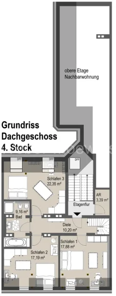 3333 Grundriss Dachgeschoss - 4. Stock