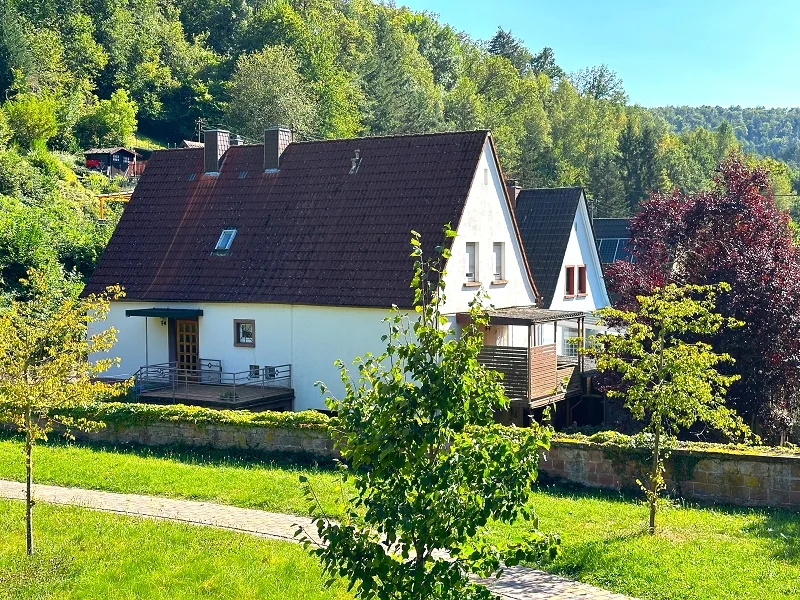 Seitenansicht  - Haus kaufen in Weidenthal - Ihr neues Familienhaus steht bereit! Viel Platz, großer Garten, 2 Terrassen im idyllischen Weidenthal