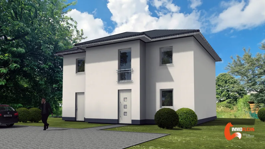 3D Ansicht - Haus kaufen in Schöffengrund / Niederwetz - Modernes Zweifamilienhauses ( Neubau Haus B ) in Schöffengrund Niederwetz