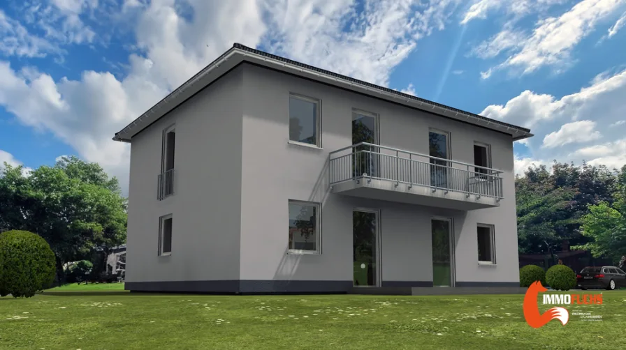 3D Ansicht - Haus kaufen in Schöffengrund / Niederwetz - Modernes Zweifamilienhaus ( Neubau Haus A ) in Schöffengrund Niederwetz