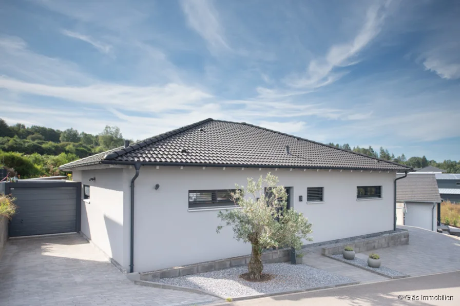 Seitenansicht mit Garage