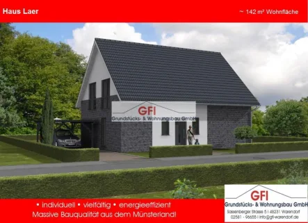 Ansicht vorne - Haus kaufen in Everswinkel - NEU - Haus Laer - Einfamilienhaus mit gelungenem Grundriss und einer gefälligen Architekur!