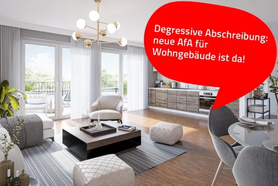 Interior Wohn- und Essbereich  - Wohnung kaufen in Berlin - Neubau in Köpenick - 3 Zimmer im Erdgeschoss mit Stellplatz