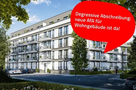 Aussenansicht Vorderseite - Wohnung kaufen in Berlin - Schlüsselfertige Neubauwohnung mit Balkon und Außenstellplatz