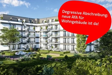 Aussenansicht Hinterseite - Wohnung kaufen in Berlin - 2-Zimmer Erdgeschosswohnung im grünen Berlin Köpenick - Erstbezug