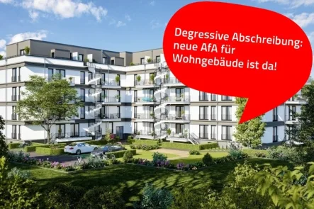 Aussenansicht Hinterseite - Wohnung kaufen in Berlin - 3-Zimmer Neubauwohnung, barrierefrei, mit Balkon und Stellplatz