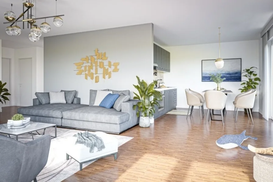 Interior Wohn- und Essbereich  - Wohnung kaufen in Berlin - Geschmackvolle lichtdurchflutete Dachgeschosswohnung mit Terrasse