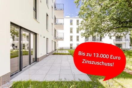 Außenansicht Richtung Terrasse - Wohnung kaufen in Königs Wusterhausen - Kronenpark! 4-Zimmer-Terrassenwohnung mit moderner Einbauküche