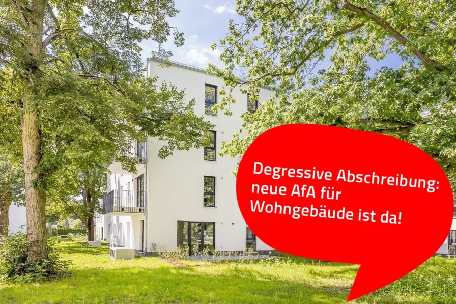 Außenansicht Terrassen - Wohnung kaufen in Königs Wusterhausen - Vermietete 2-Zimmer-Neubauwohnung mit degressiver AfA