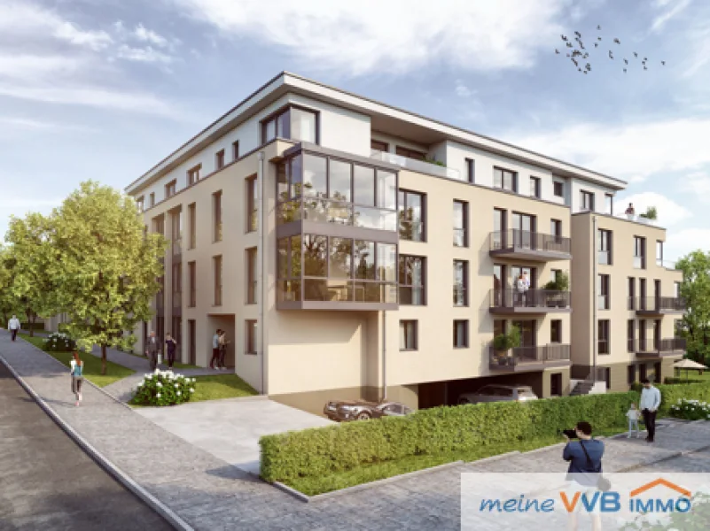 Eckansicht - Wohnung kaufen in Saarbrücken / Dudweiler - moderne 1 ZKB Neubau-Eigentumswohnung in Dudweiler-City