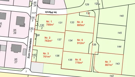 Flurkarte Grundstücke Nr. 1-7 - Grundstück kaufen in Hermeskeil - 1-7 Baugrundstücke mit tollem Ausblick in guter Lage von Hermeskeil