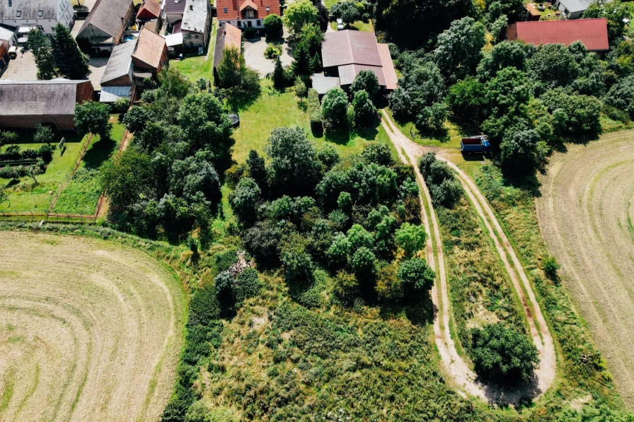 Halle und Nachbargrundstück mit Einfamilienhaus