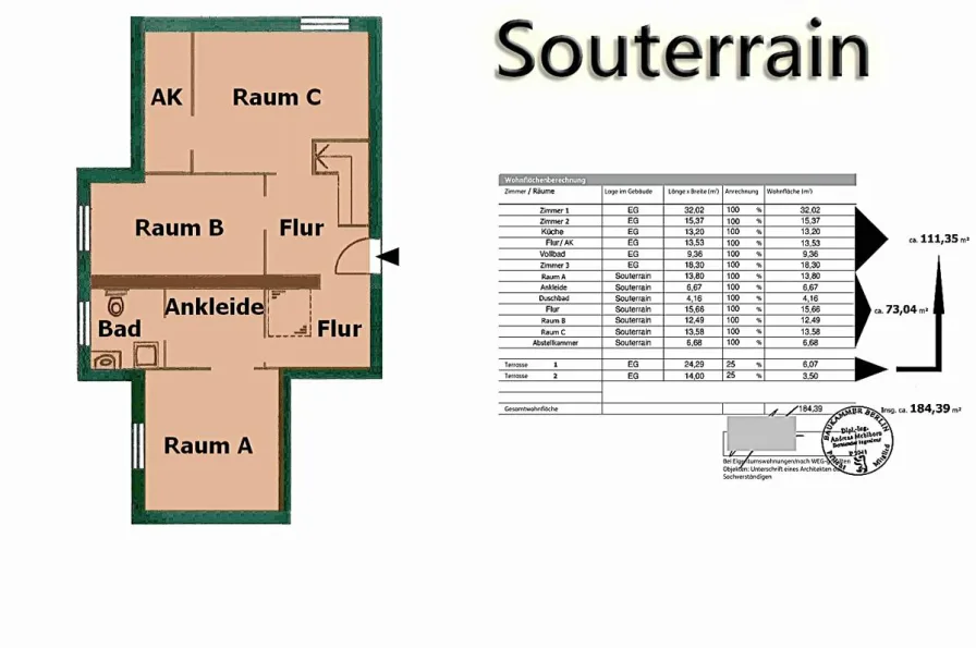 Sout.-Grundriss - Ca.-Angaben