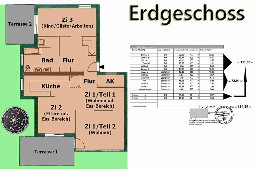 EG-Grundriss - Ca.-Angaben