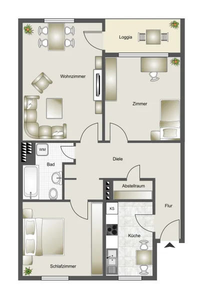 Grundriss (schematisch dargestellt)