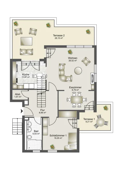 2.Obergeschoss aktuelle Variante (schematisch dargestellt)